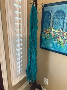 Teal Women's Ruffled Scarf Wrap